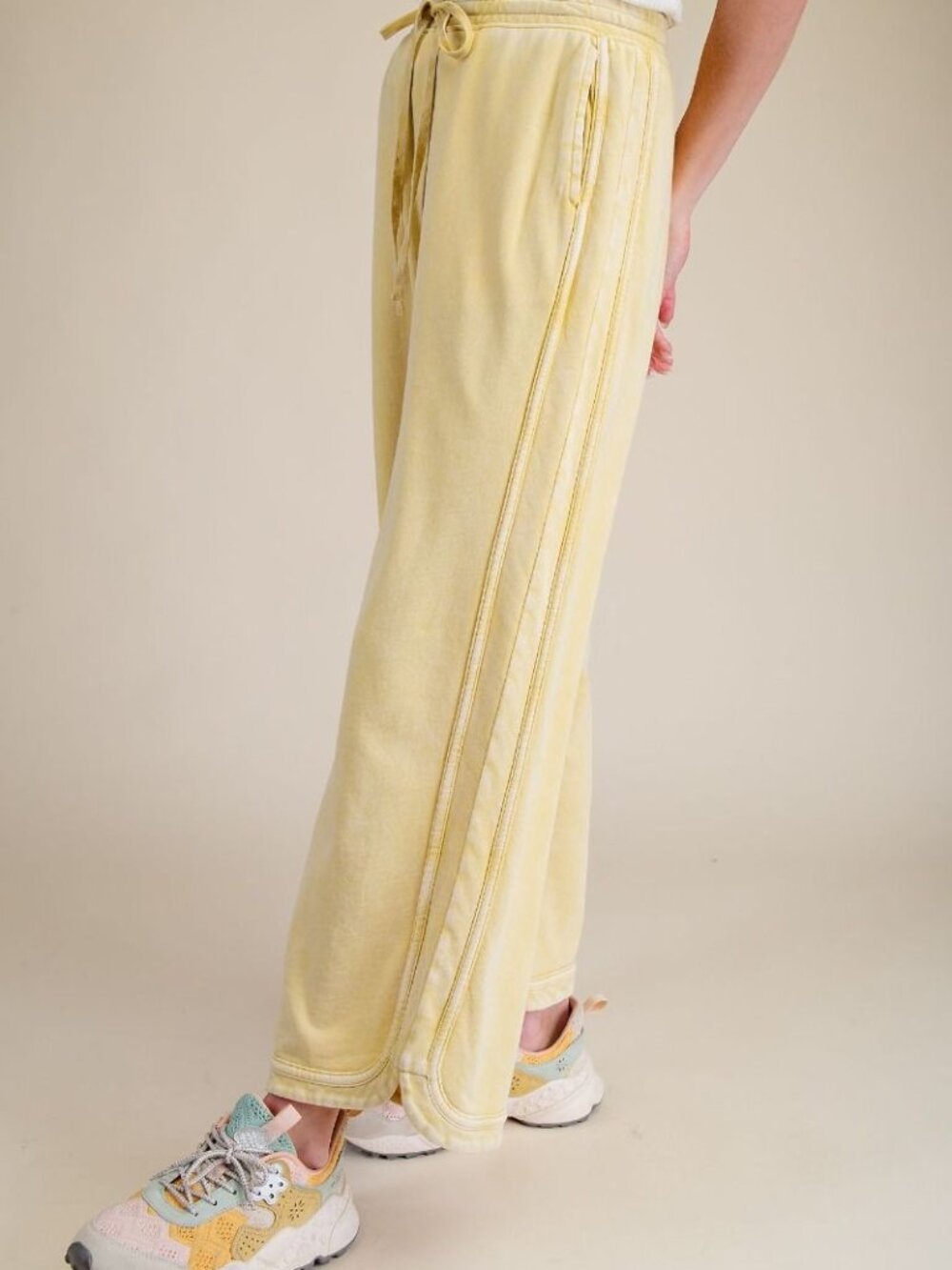 EASEL MINERAL WASHED TERRY KNIT PANTS 100% COTTON